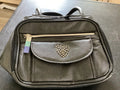 Black Nylon Faux Leather Handbag – Heart Design with Jewel Accent Zipper Pull