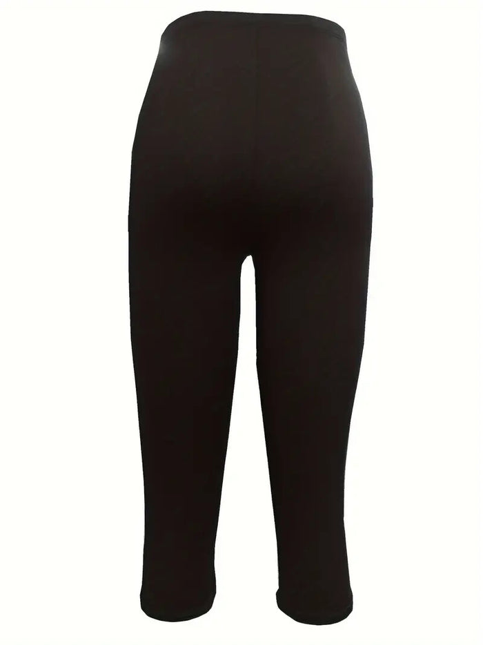Black or White Solid Lace Infused Stretch Skinny Capri Leggings 4, 6, 8/10