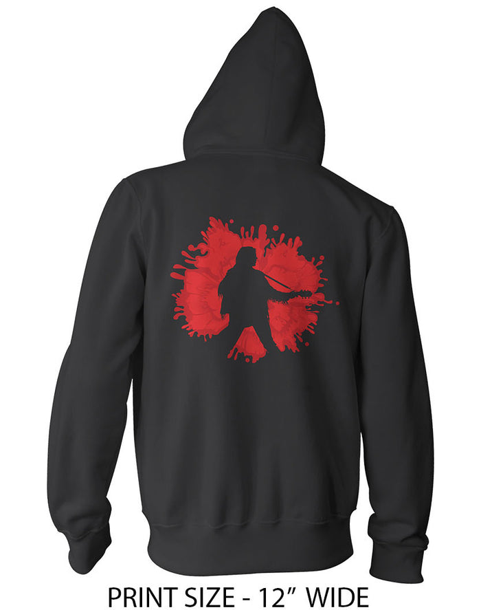 Black Smoke Hoodie with classic ALARM Strength logo with Mike Peters Silhouette on poppy