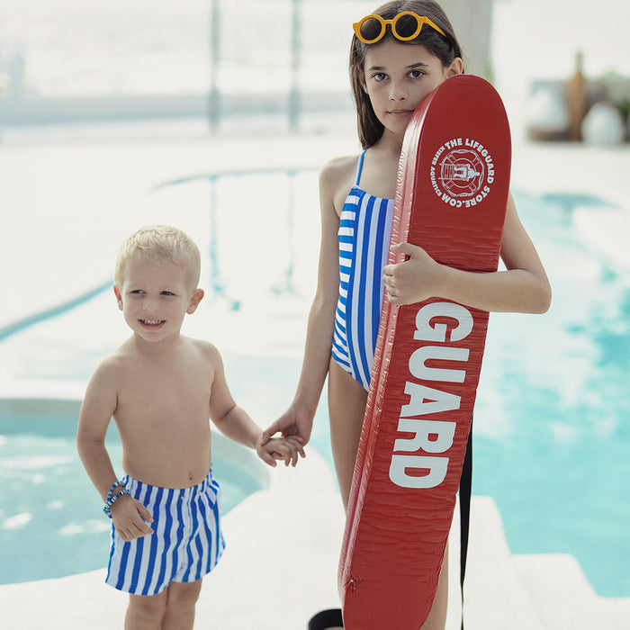 BLUE STRIPE SWIM SHORTS