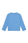 Front view of Bondi kids rashguard in Azure Crinkle showing long sleeves, crinkle texture, and crew neckline on white background