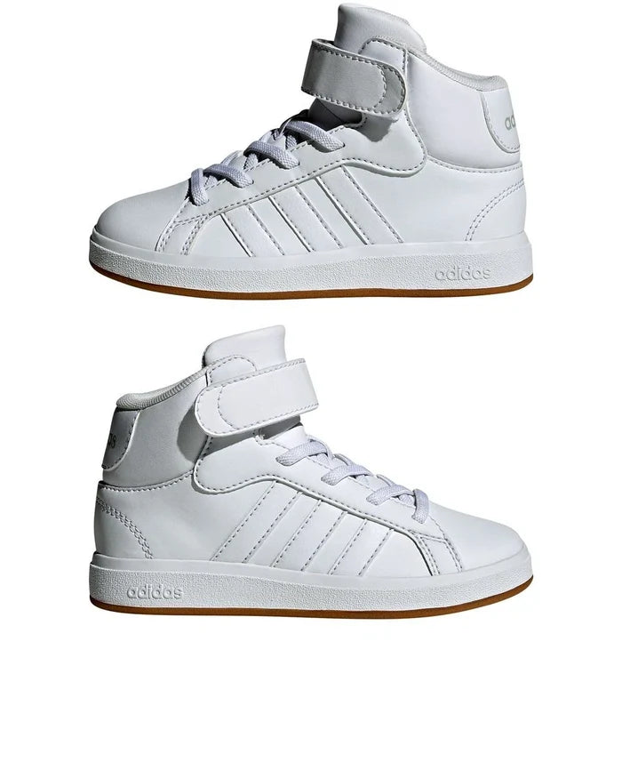 Boys Kids Unisex Adidas Grand Court Mid K White Sneakers Shoes - image 1