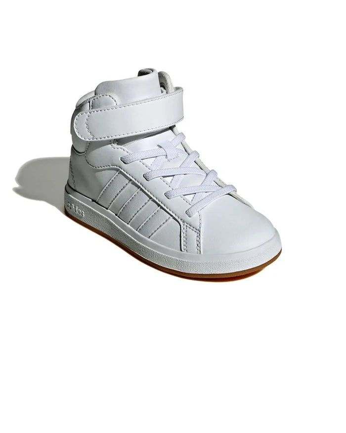 Boys Kids Unisex Adidas Grand Court Mid K White Sneakers Shoes - image 4