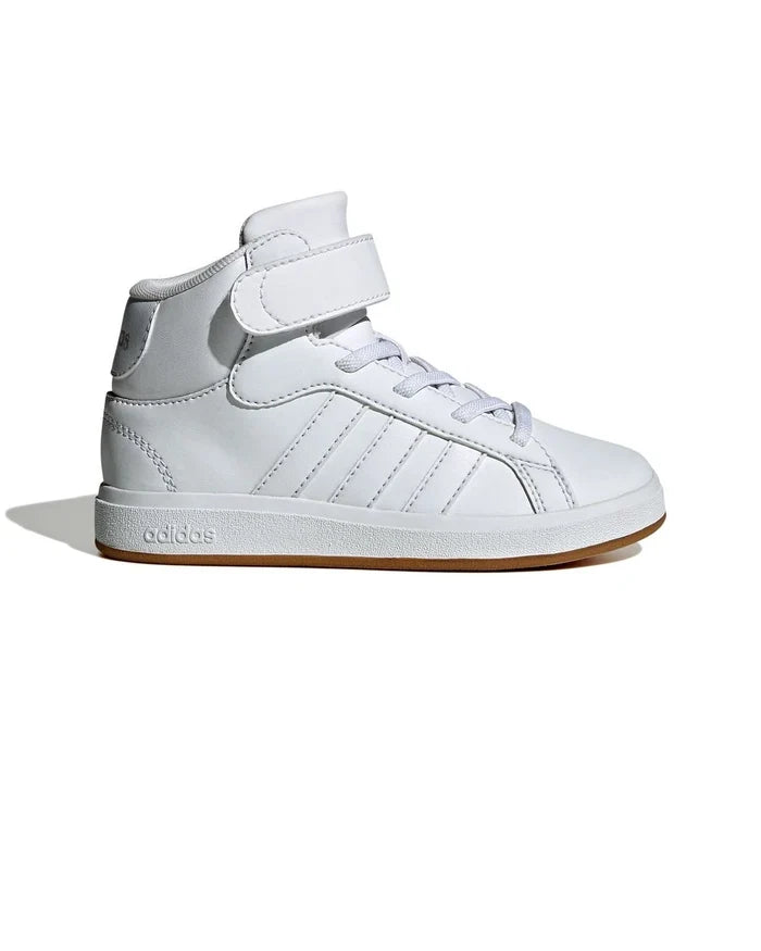 Boys Kids Unisex Adidas Grand Court Mid K White Sneakers Shoes - image 5