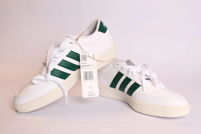 adidas Breaknet 3.0 Men's Sneakers White Green – Casual Shoes, Size 11