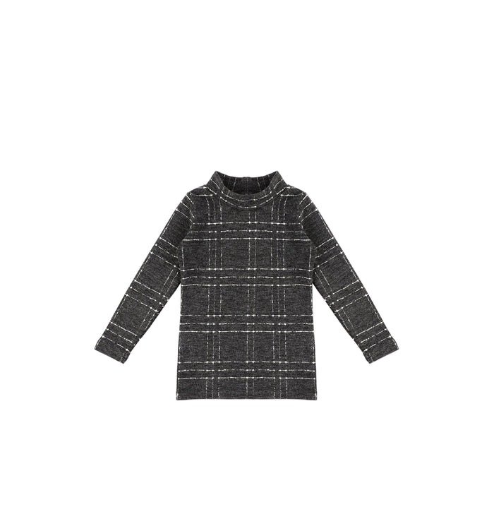 BRUSHED PLAID MOCK NECK