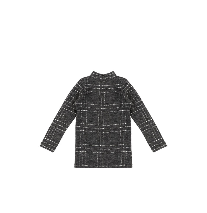 BRUSHED PLAID MOCK NECK