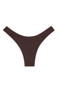 Flat lay front view of Byron Bottom showcasing high-cut leg and espresso wide-rib texture on white background