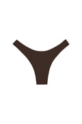 Front view of Byron Bottom in espresso showcasing high-cut leg and narrow sides on white background