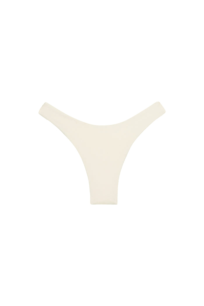 Front view of Byron Bottom in ivory showcasing high-cut thong silhouette on white background