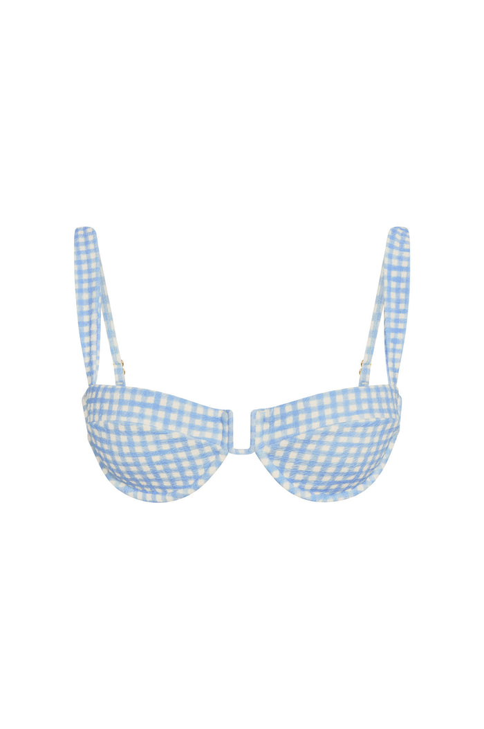 Cala Roja Top - Sky Gingham