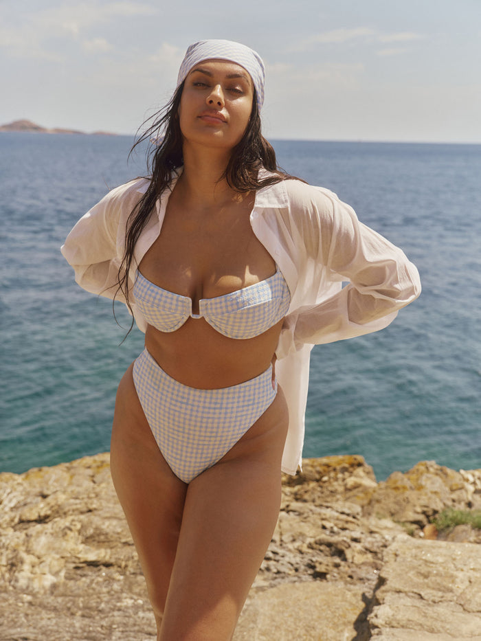 Cala Roja Top - Sky Gingham