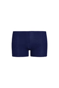 Front view of Cali Short in Midnight Crinkle showing low rise mid-thigh cut and textured crinkle fabric on white background