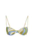 Front view of Capri Top in Costa Rei Apple/Ivory showing underwire cups and adjustable ivory straps on white background