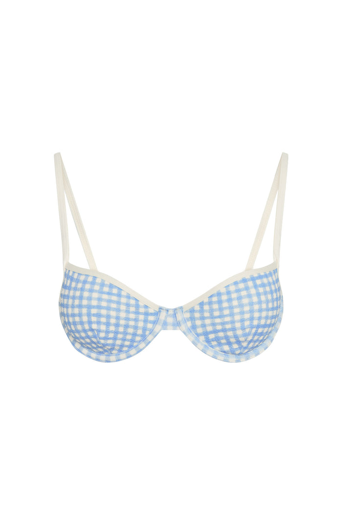 Capri Top Colorblock - Sky Gingham