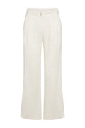 Front view of Casablanca Pant in ivory, wide-leg linen blend with front pleats, belt loops and single-button waist