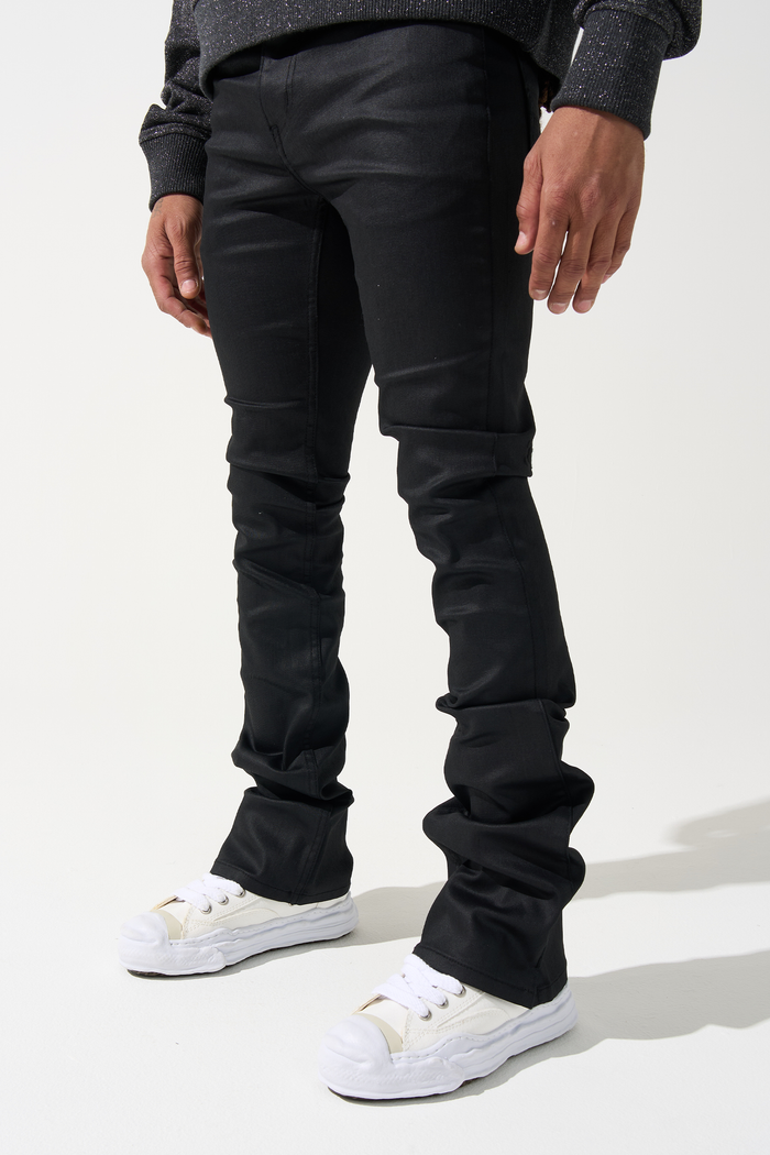 "CAVIAR" Wax Stacked Jeans