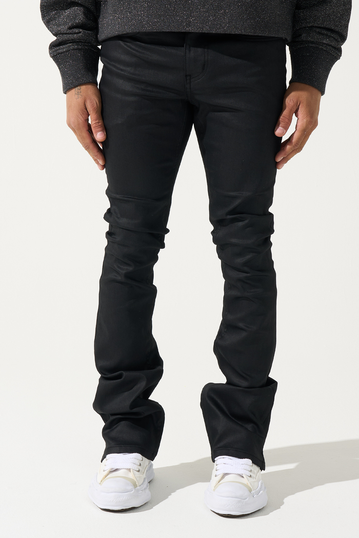 "CAVIAR" Wax Stacked Jeans
