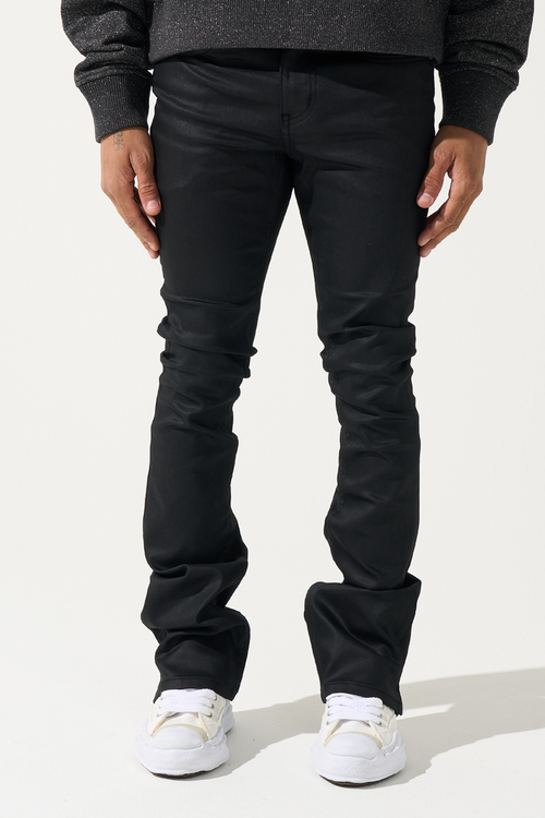 "CAVIAR" Wax Stacked Jeans