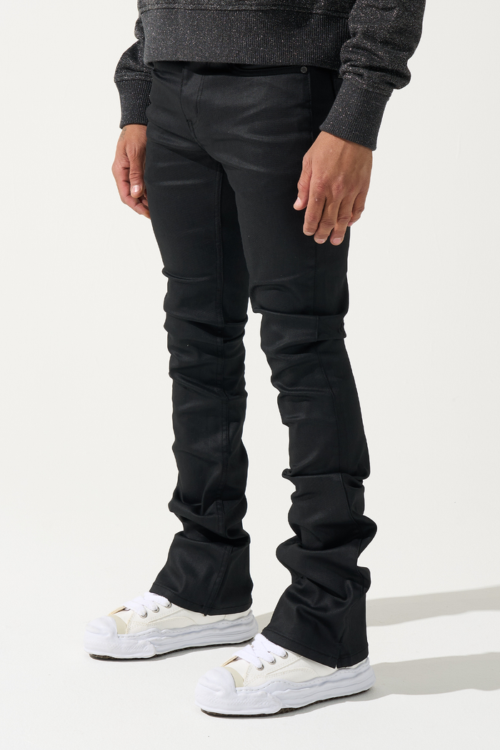 "CAVIAR" Wax Stacked Jeans