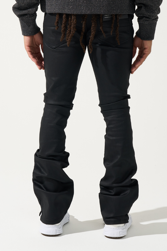 "CAVIAR" Wax Stacked Jeans