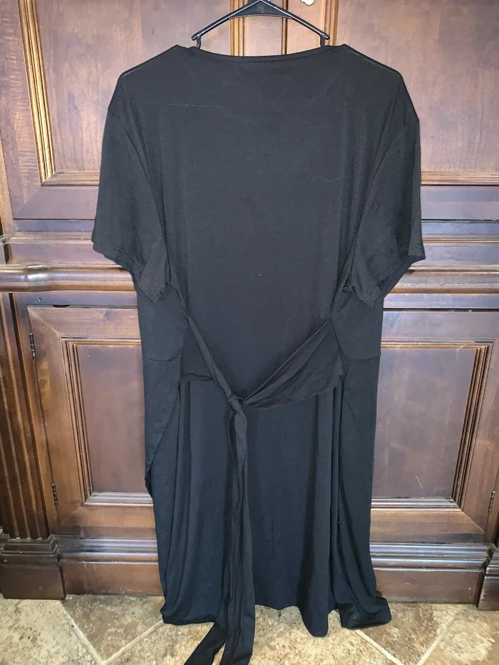 Celkuser Women's Black Tie-Back Dress – Short Sleeve, Size 22, NWT