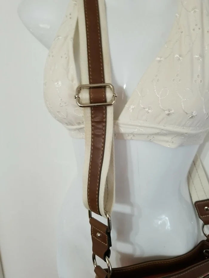 CHAPS Leather Floral Crossbody Handbag – Adjustable Strap Women's Shoulder Purse