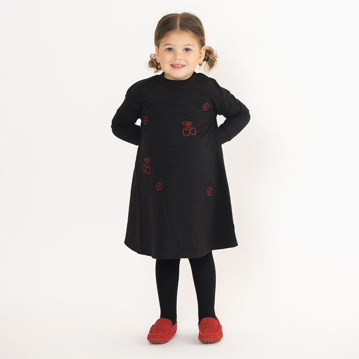 CHERRY APPLIQUE DRESS