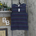 Christopher & Banks Womens Stretch Striped Sleeveless Blouse Shirt Top M PS PXL