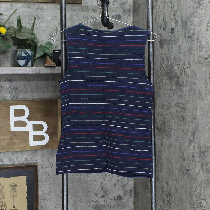 Christopher & Banks Womens Stretch Striped Sleeveless Blouse Shirt Top M PS PXL