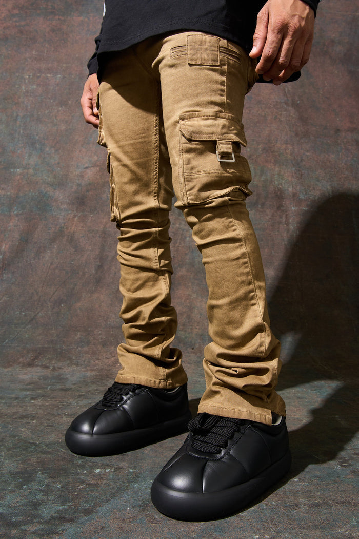 "CINNAMON" Cargo Stacked Jeans