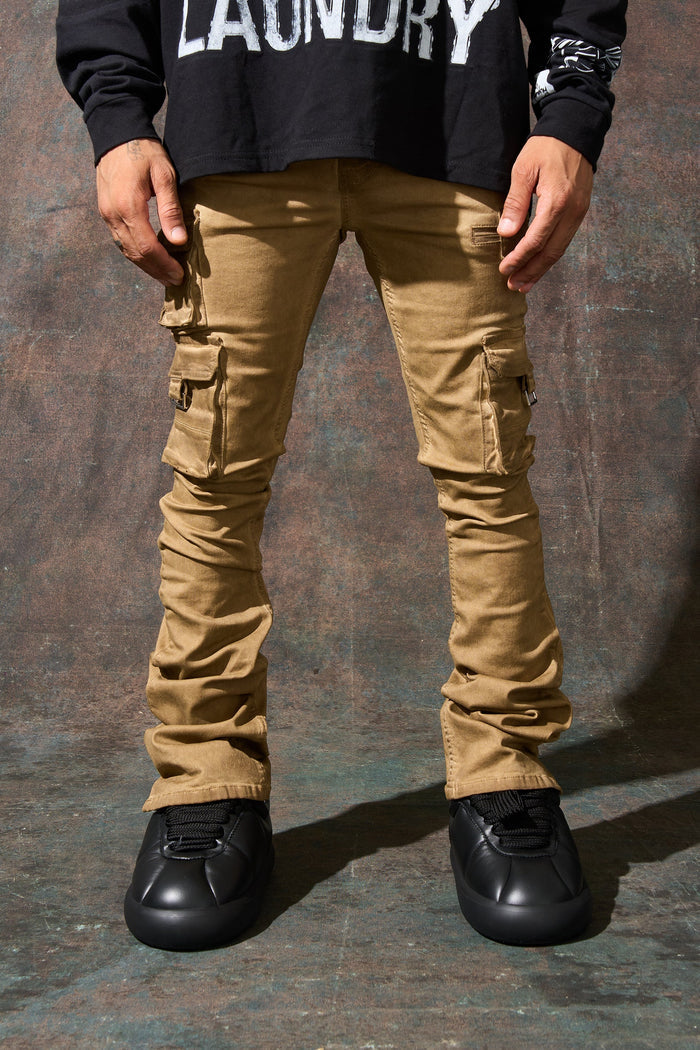 "CINNAMON" Cargo Stacked Jeans