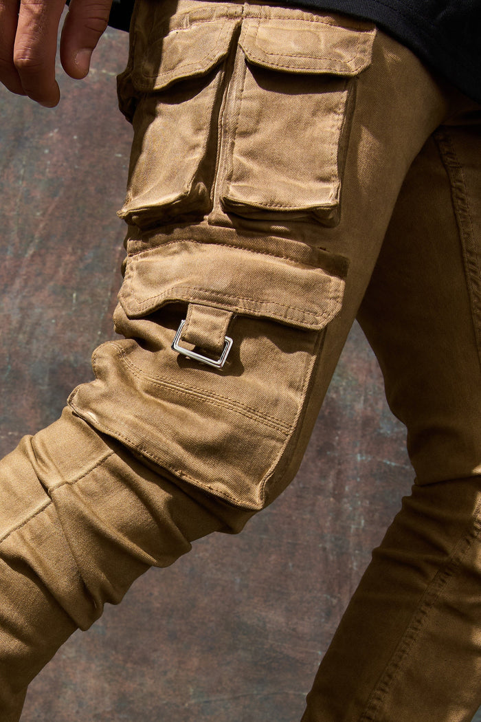 "CINNAMON" Cargo Stacked Jeans