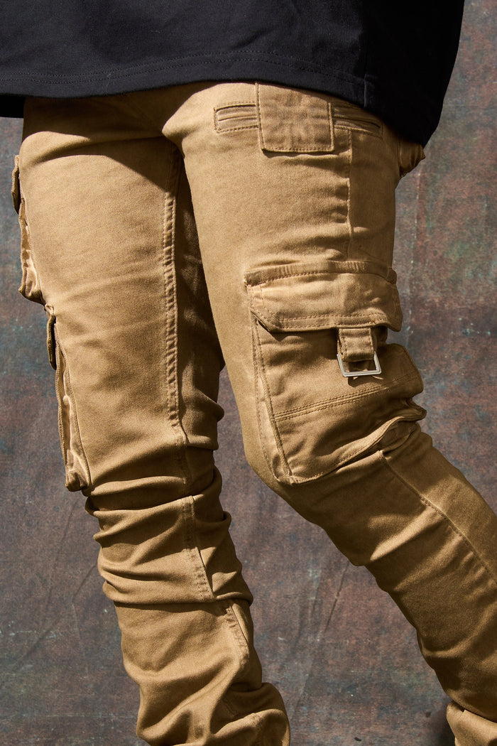 "CINNAMON" Cargo Stacked Jeans