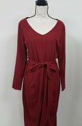 Cnfio Summer Dress for Women Slit Party Long Maxi Dress, Wine Red, Large US 12