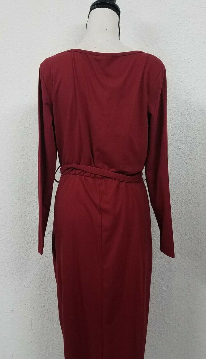 Cnfio Summer Dress for Women Slit Party Long Maxi Dress, Wine Red, Large US 12