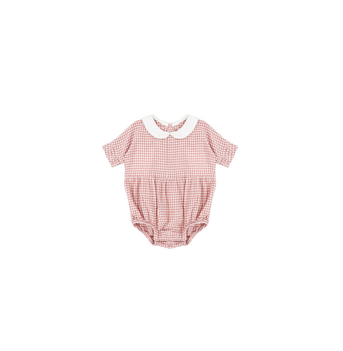 COLLARED GINGHAM ROMPER