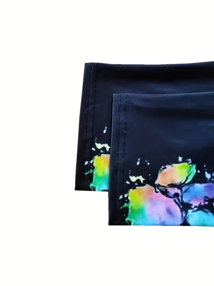 Colorful Paw Print Skinny Casual Elastic Waist 3/4 Capri Leggings