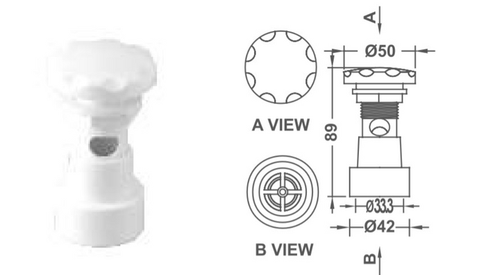 Controler ABS aer sisteme hidromasaj diametru 25 mm Emaux EM1834