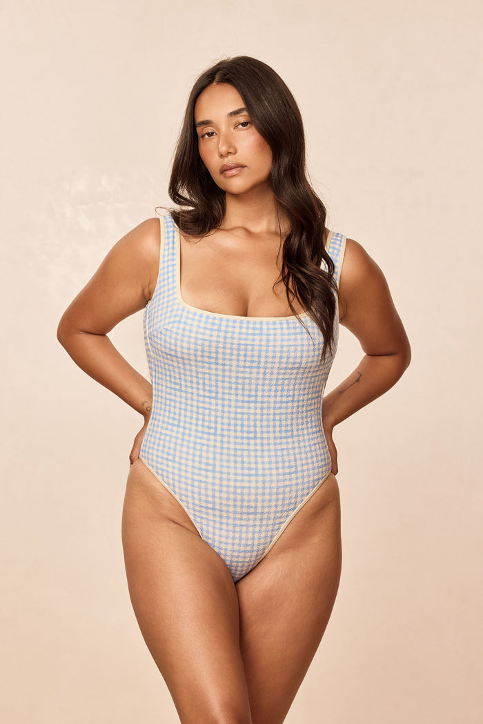 Corfu One Piece - Sky Gingham