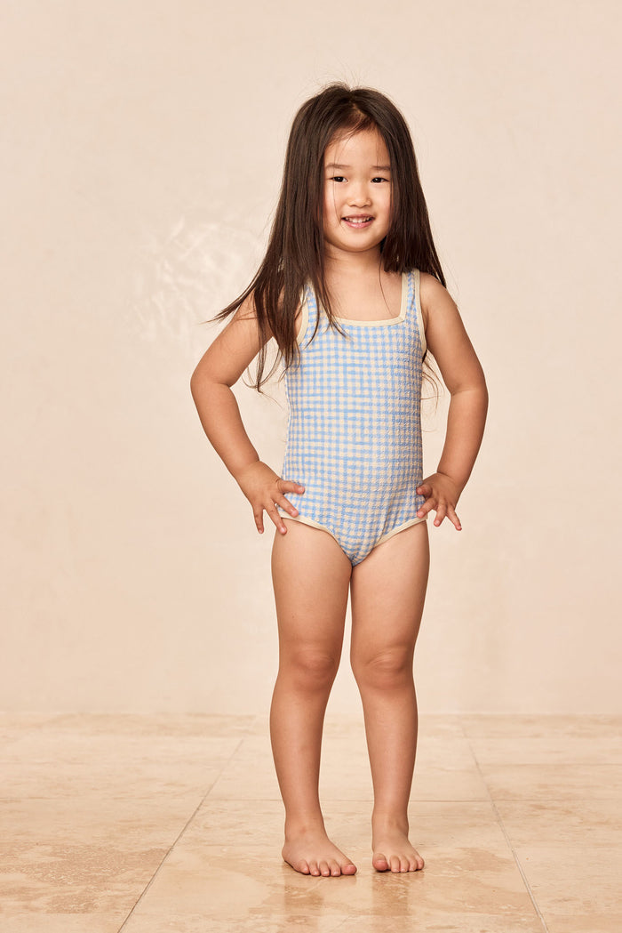 Corfu One Piece Kids - Sky Gingham