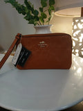 Coach Corner Zip Wristlet – Signature Leather Women's Designer Wallet Handbag