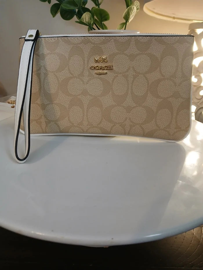 Coach Corner Zip Wristlet – Signature Leather Women's Designer Wallet