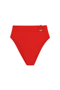 Front view of Costa Rica Bottom in Chili Pepper showcasing high-waisted fit and gold ring detail on white background