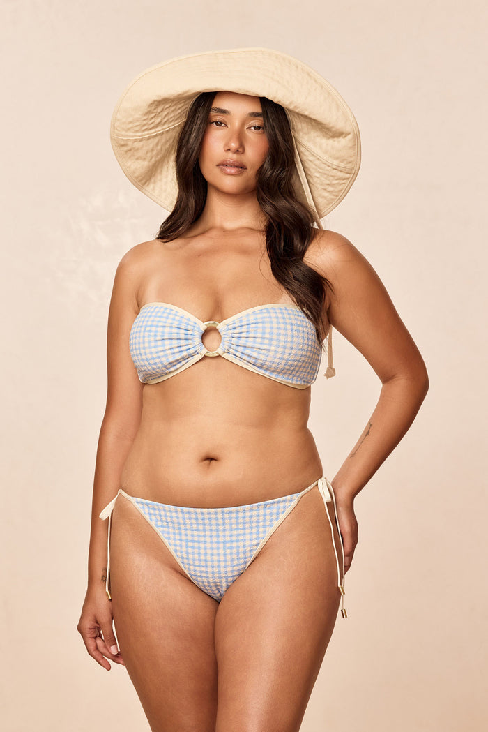 Costa Rica Top Colorblock - Sky Gingham