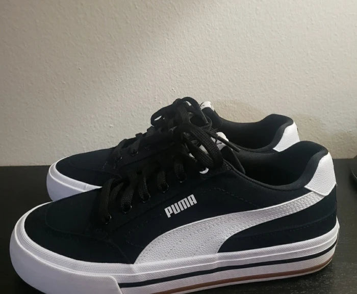 PUMA Court Classic Vulc Men's Sneakers – White Casual Shoes, Size 7.5, New