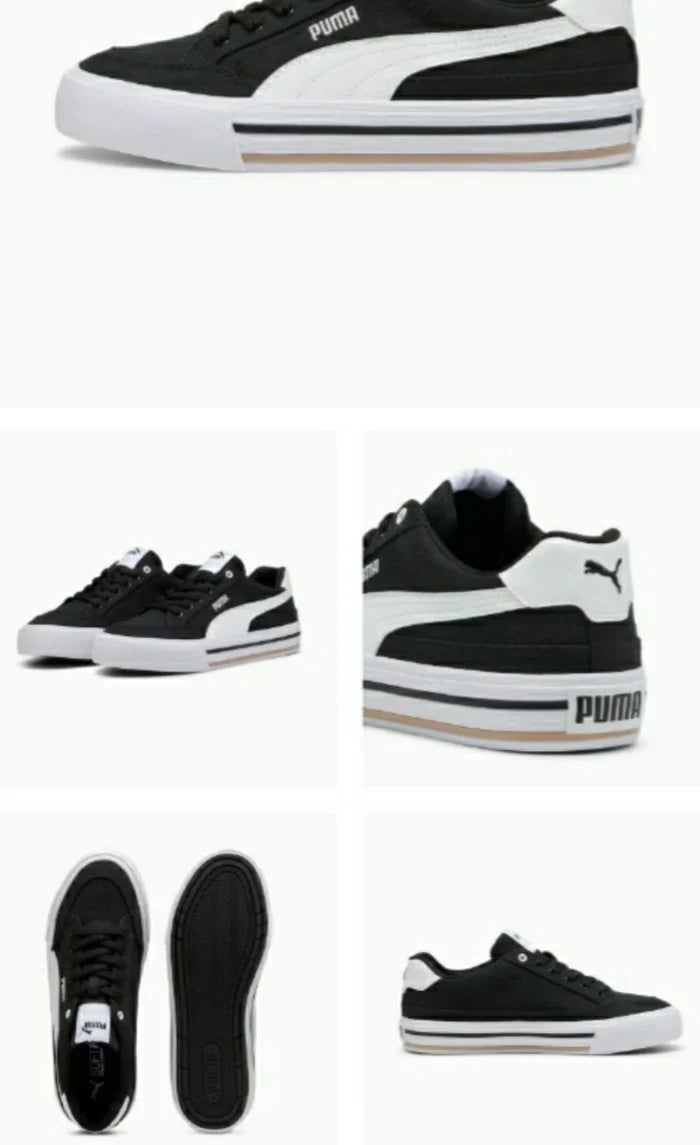 PUMA Court Classic Vulc Men's Sneakers – White Casual Shoes, Size 7.5, New
