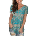 Cpokrtwso Women Plus Short Sleeve Tunic Top Floral Henley Shirt Blouse, Multi