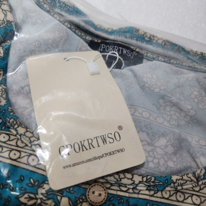 Cpokrtwso Women Plus Short Sleeve Tunic Top Floral Henley Shirt Blouse, Multi