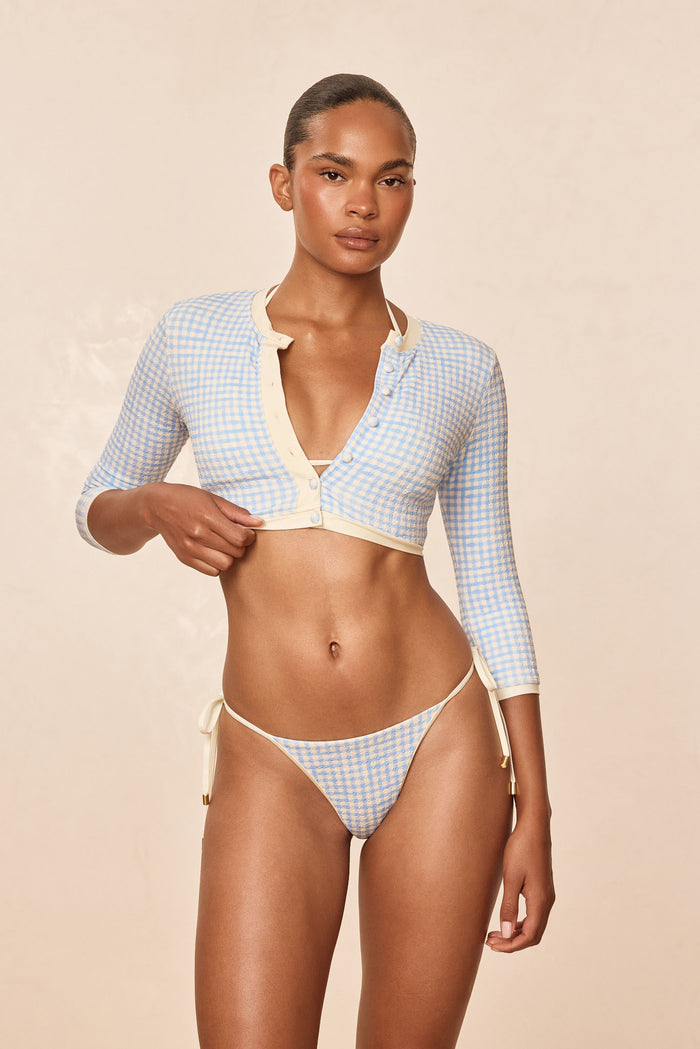 Crete Swim Cardi - Sky Gingham